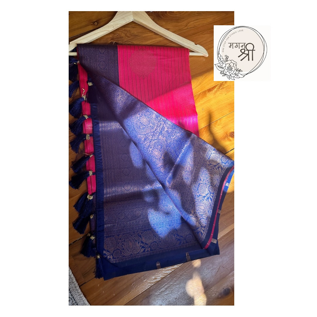 Duo-Tone Pitambari Silk Saree with Zari Woven Border