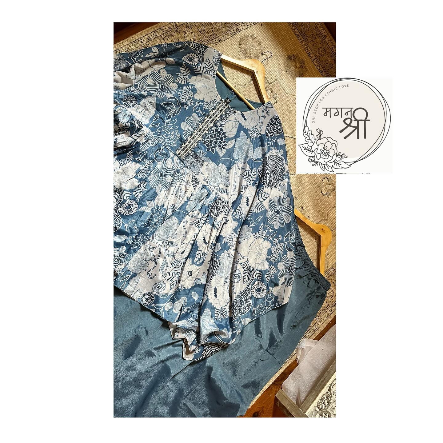 Floral Kaftan Style Co-Ord Set with Wide Leg Pants