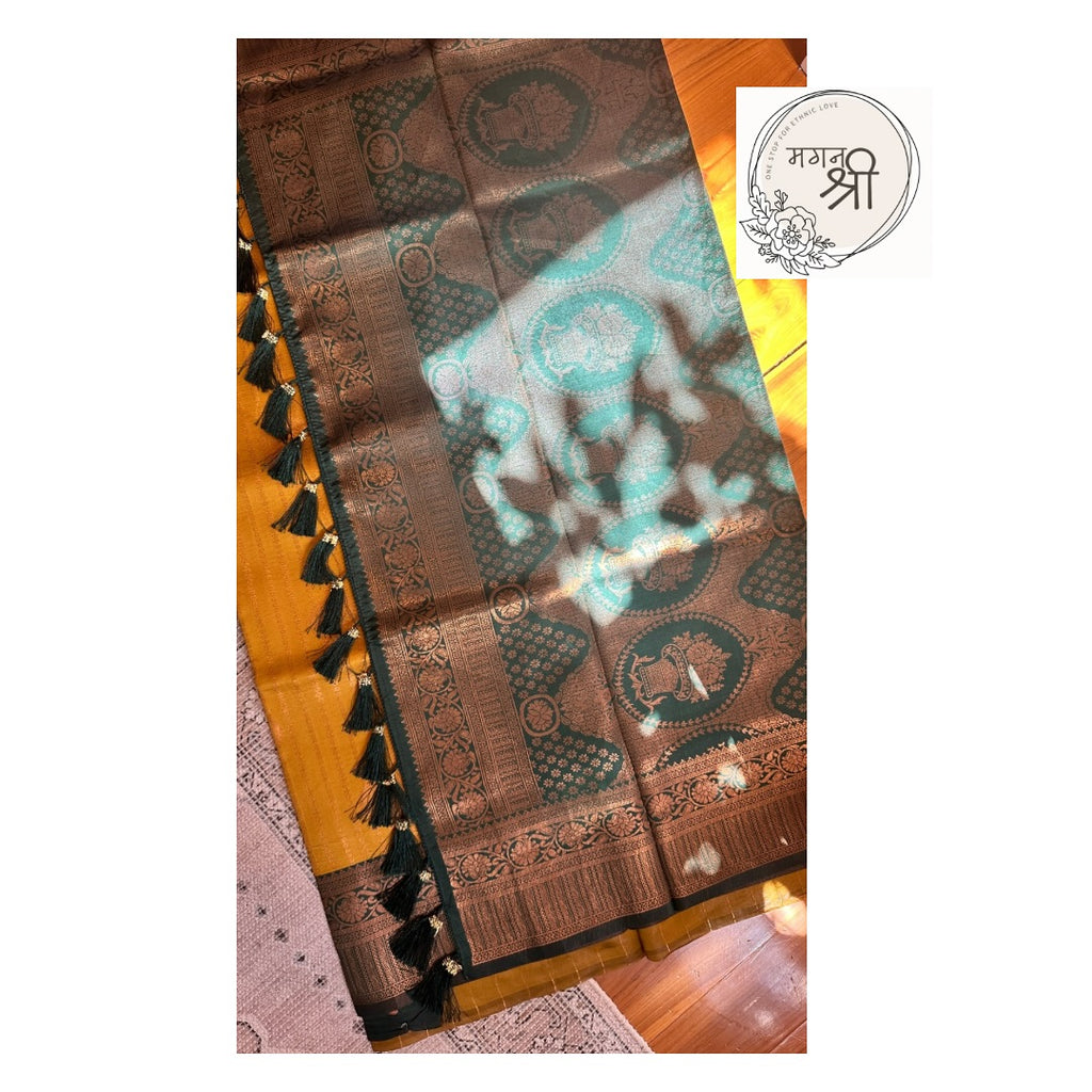 Duo-Tone Pitambari Silk Saree with Zari Woven Border