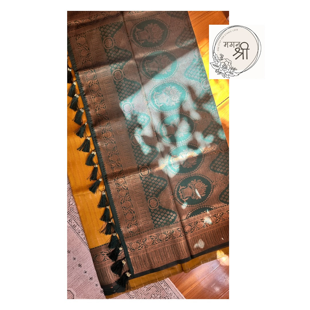 Duo-Tone Pitambari Silk Saree with Zari Woven Border