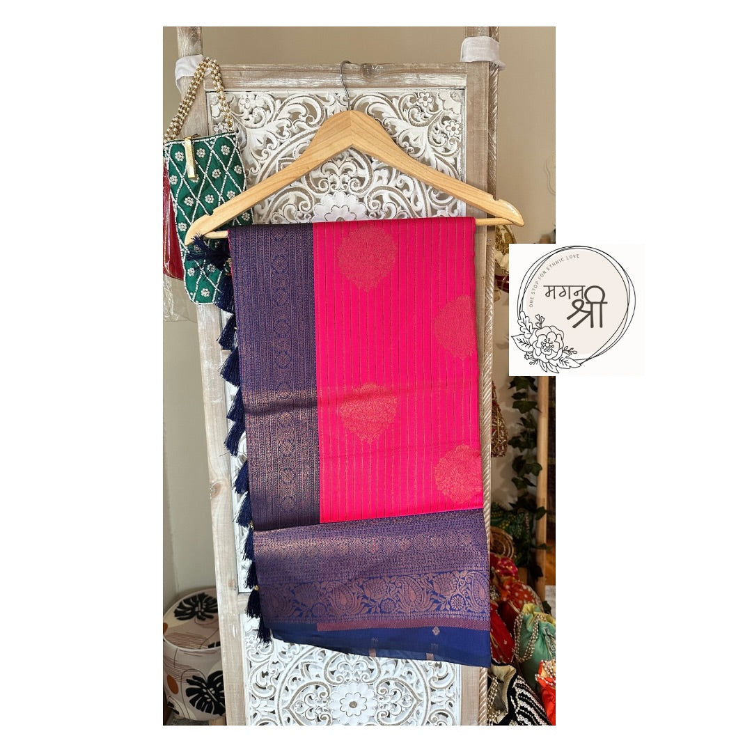 Duo-Tone Pitambari Silk Saree with Zari Woven Border