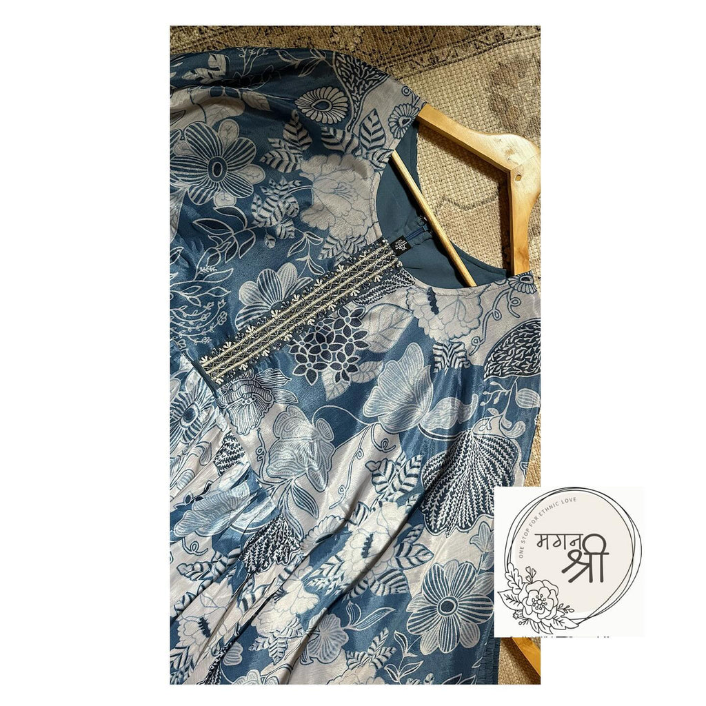 Floral Kaftan Style Co-Ord Set with Wide Leg Pants