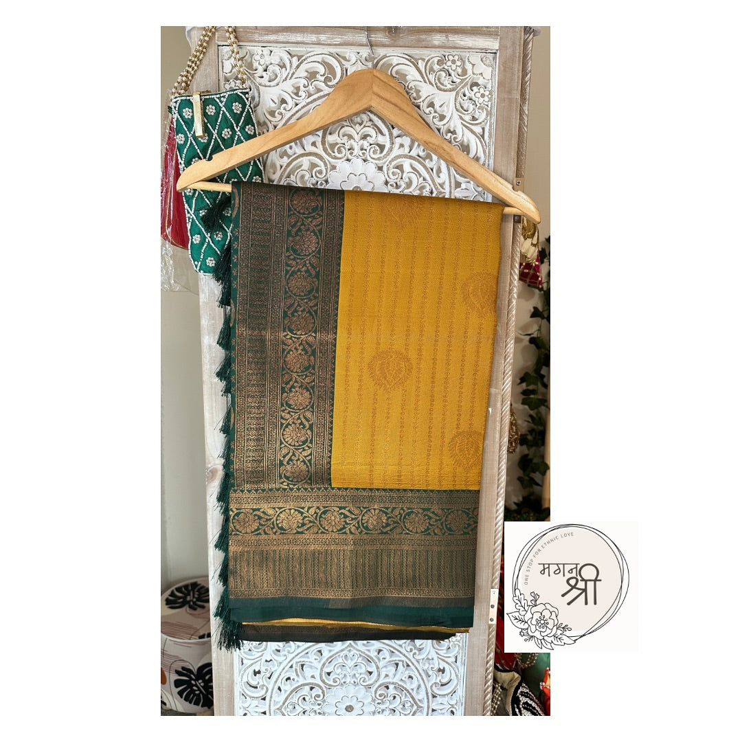 Duo-Tone Pitambari Silk Saree with Zari Woven Border