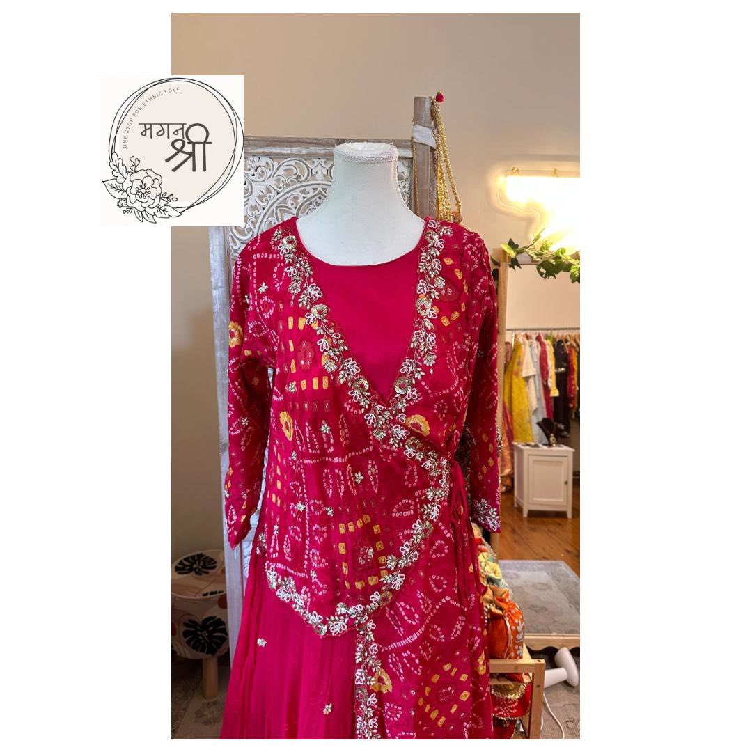 Rani Bahar — Bandhani Angrakha Wrap Gown
