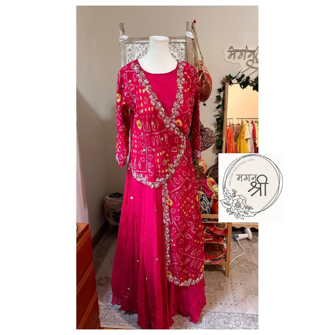 Rani Bahar — Bandhani Angrakha Wrap Gown