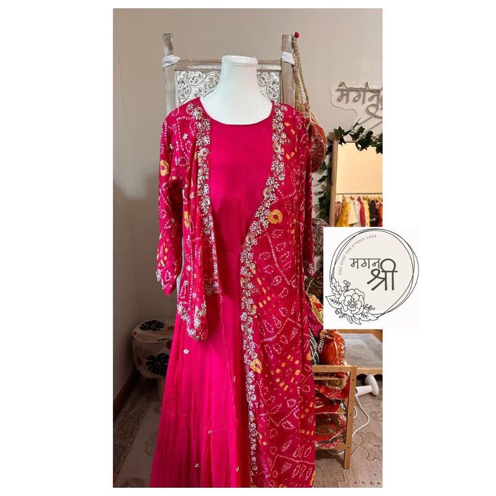 Rani Bahar — Bandhani Angrakha Wrap Gown
