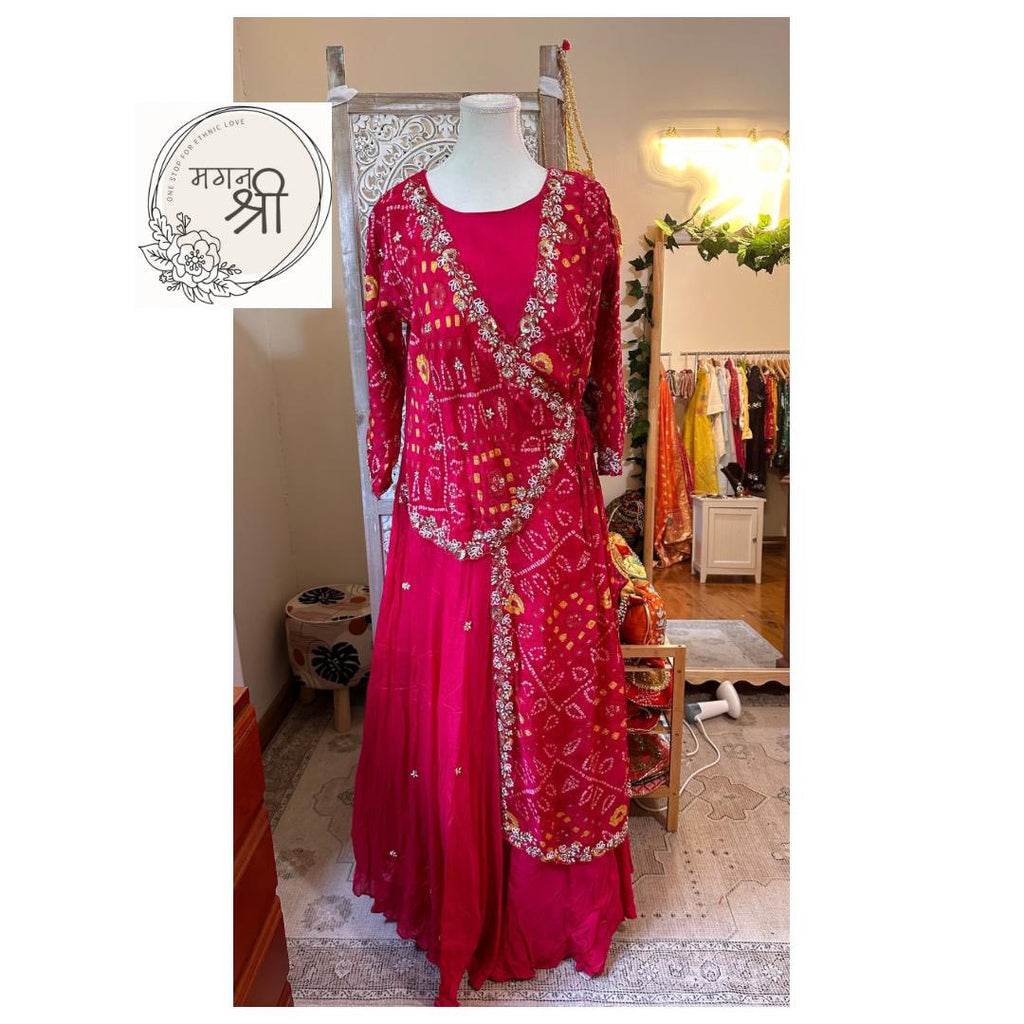 Rani Bahar — Bandhani Angrakha Wrap Gown