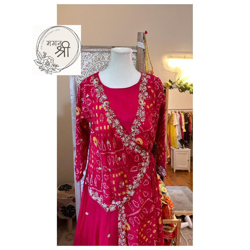 Rani Bahar — Bandhani Angrakha Wrap Gown