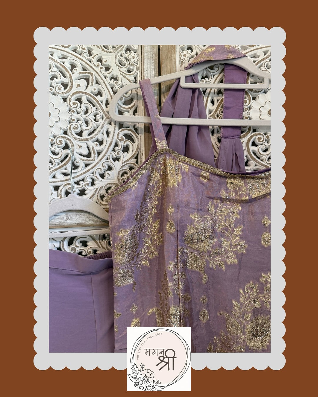 Lavanya — Lavender Banarasi Crop Top &amp; Sharara Set