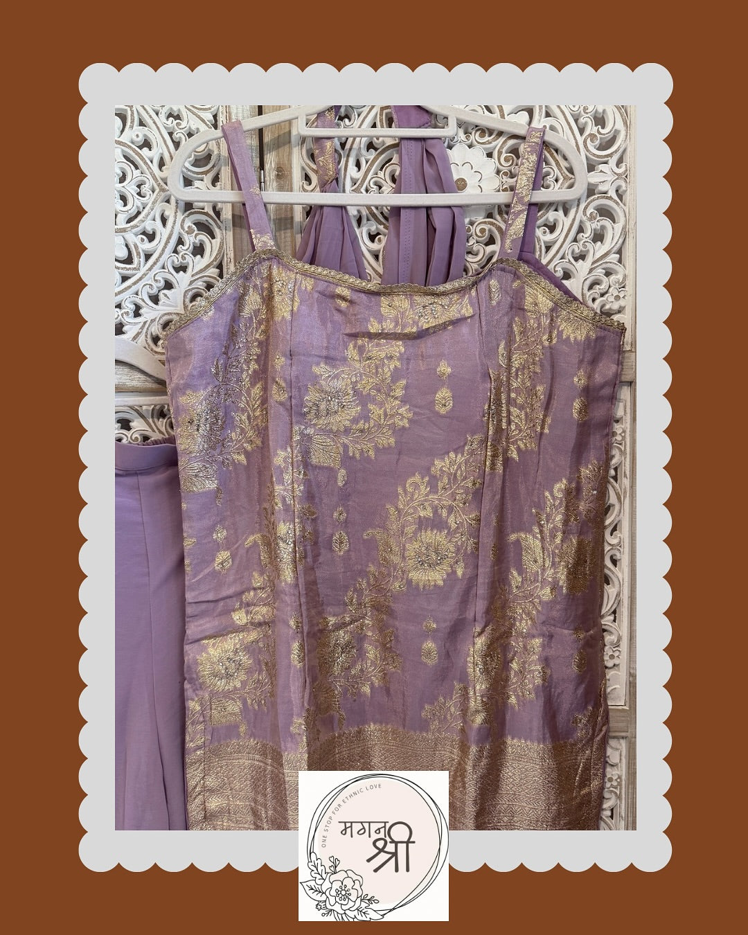 Lavanya — Lavender Banarasi Crop Top &amp; Sharara Set