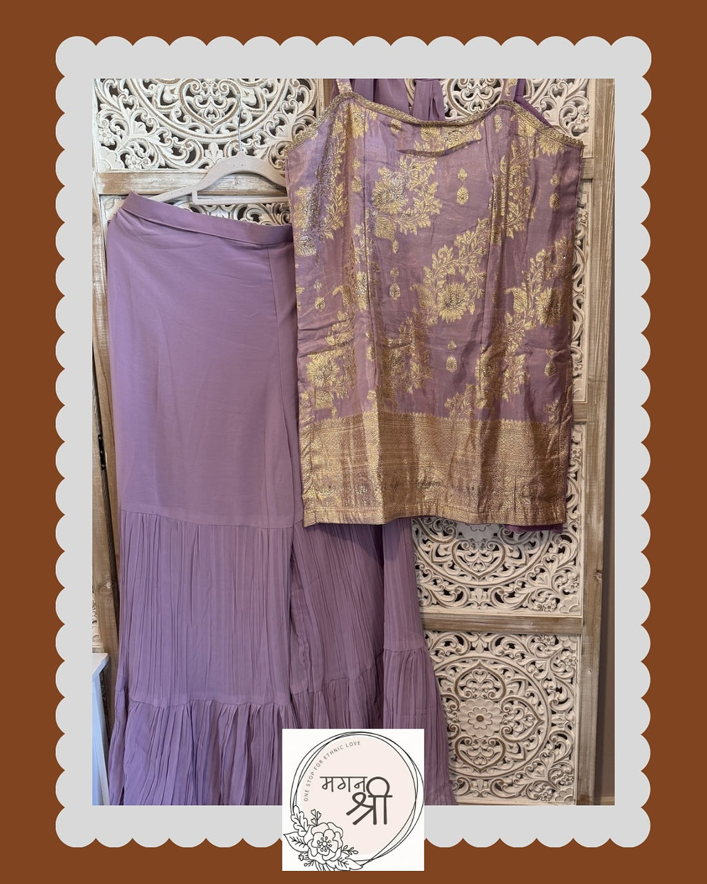 Lavanya — Lavender Banarasi Crop Top &amp; Sharara Set