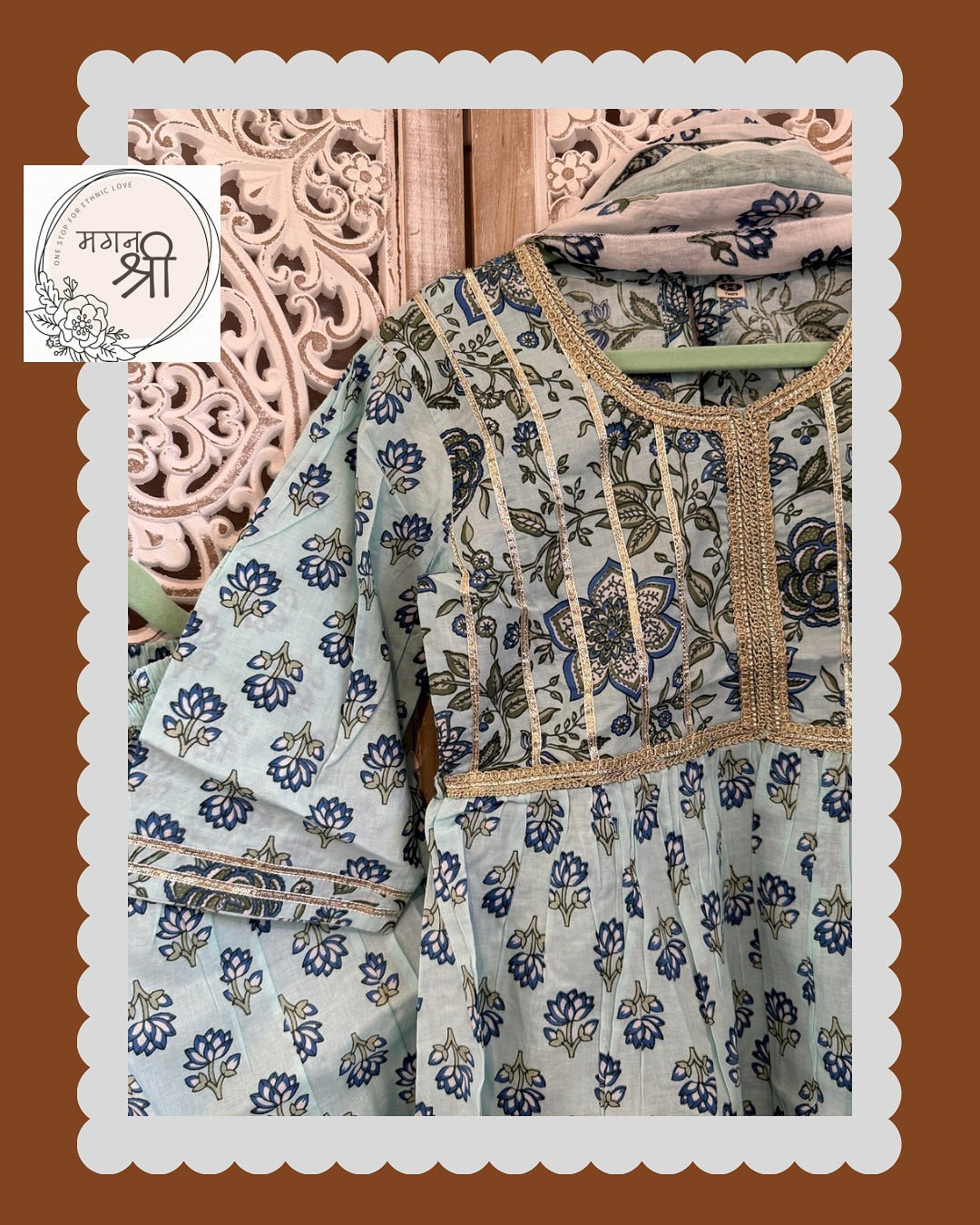 Noor Bahar — Toddler Floral Block Print Sharara Set