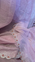 Blush Pink Shimmer Crepe Saree with Embellished Border