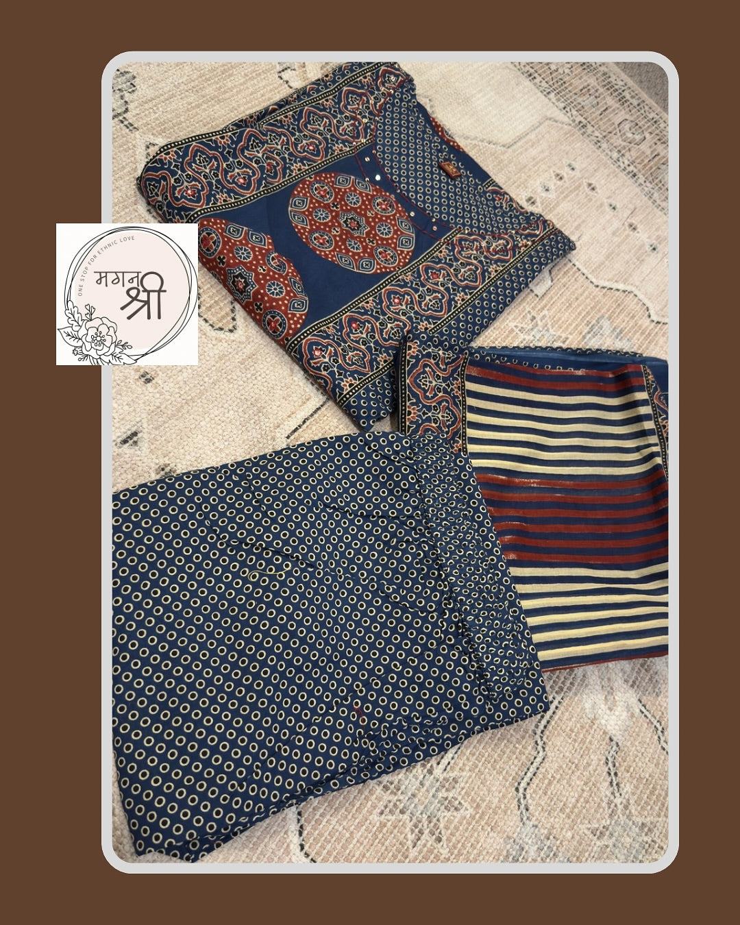 Nilgiri — Navy Ajrakh Block Print Cotton Kurta Set