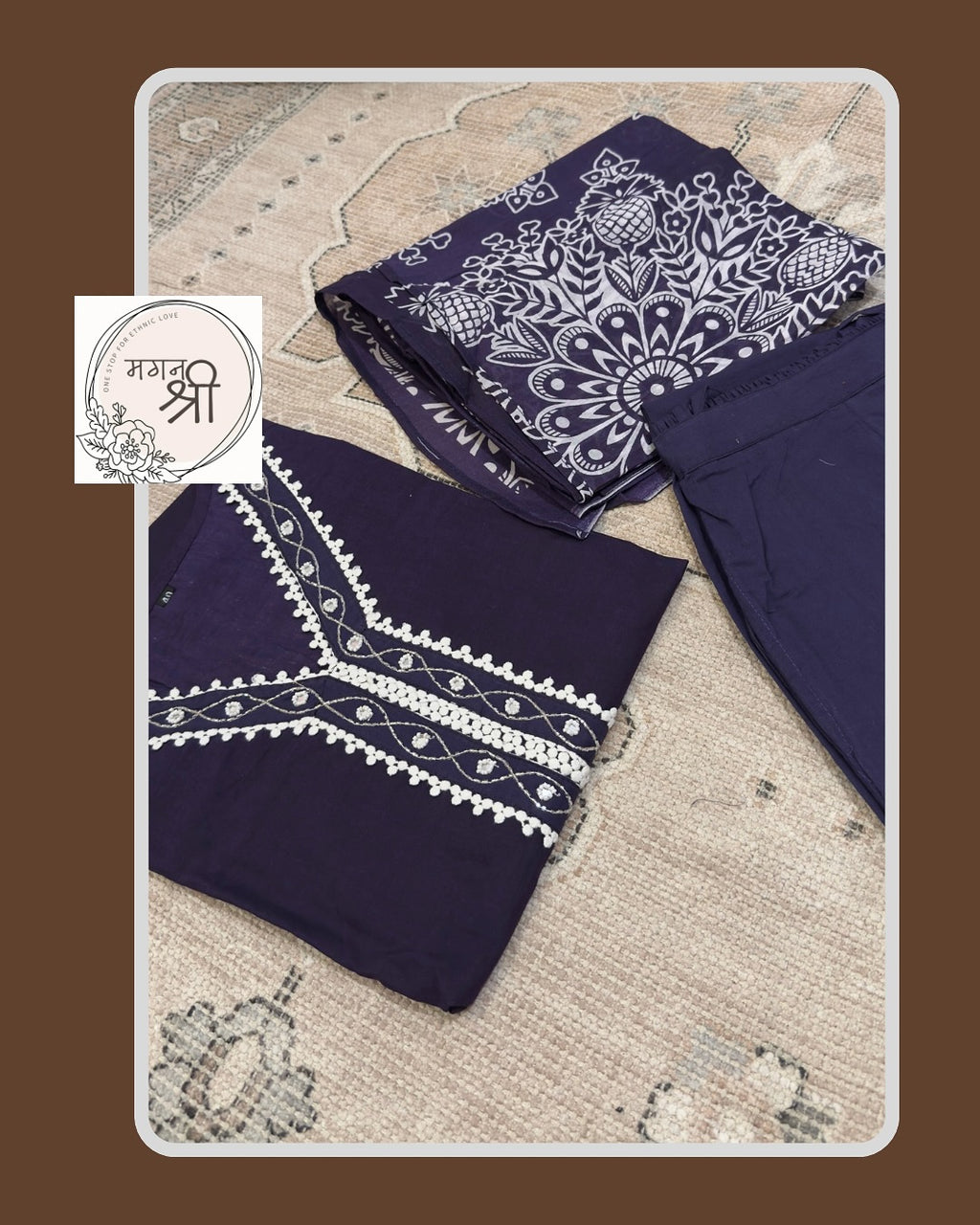 Neel  Bahar — Deep Indigo Block Print Cotton Kurta Set