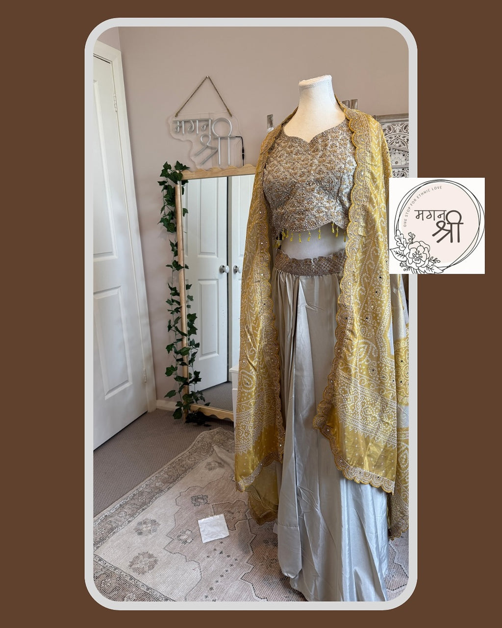 Aaradhya Cowl Skirt Bhandej Cape Set