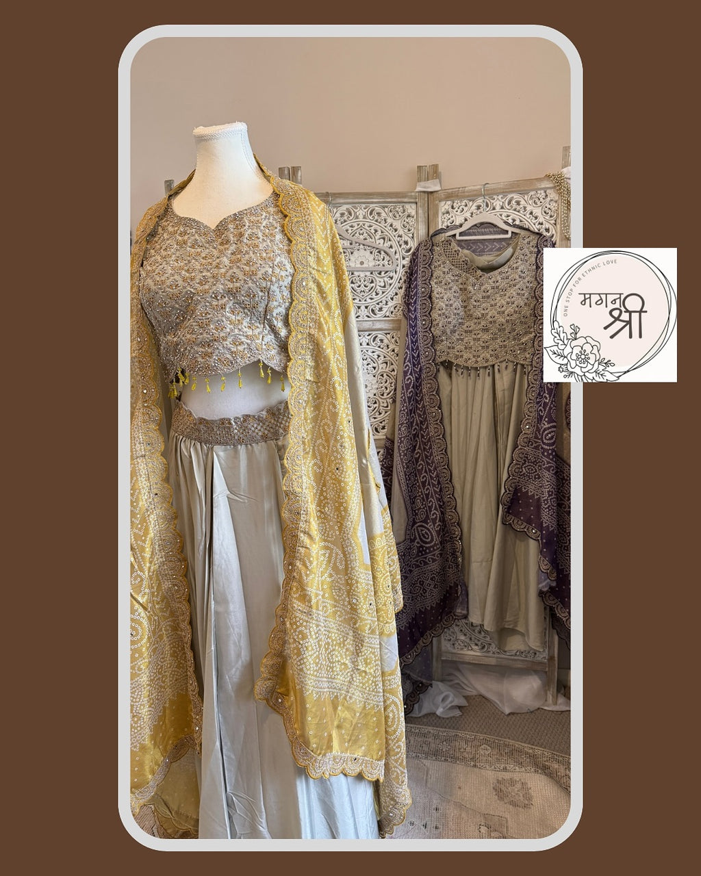 Aaradhya Cowl Skirt Bhandej Cape Set