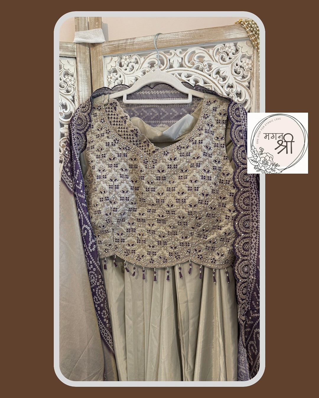 Aaradhya Cowl Skirt Bhandej Cape Set