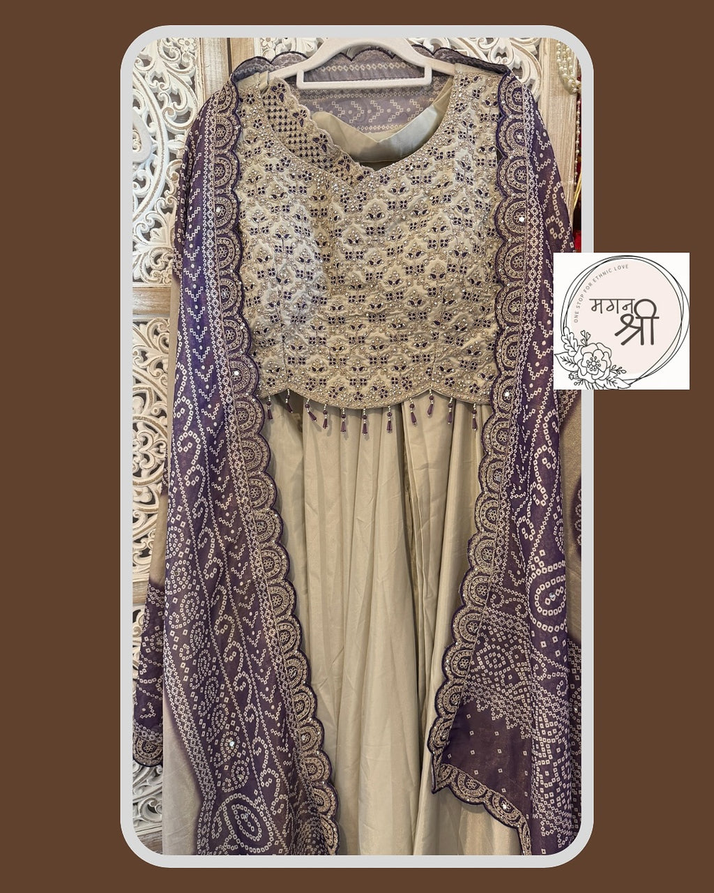 Aaradhya Cowl Skirt Bhandej Cape Set