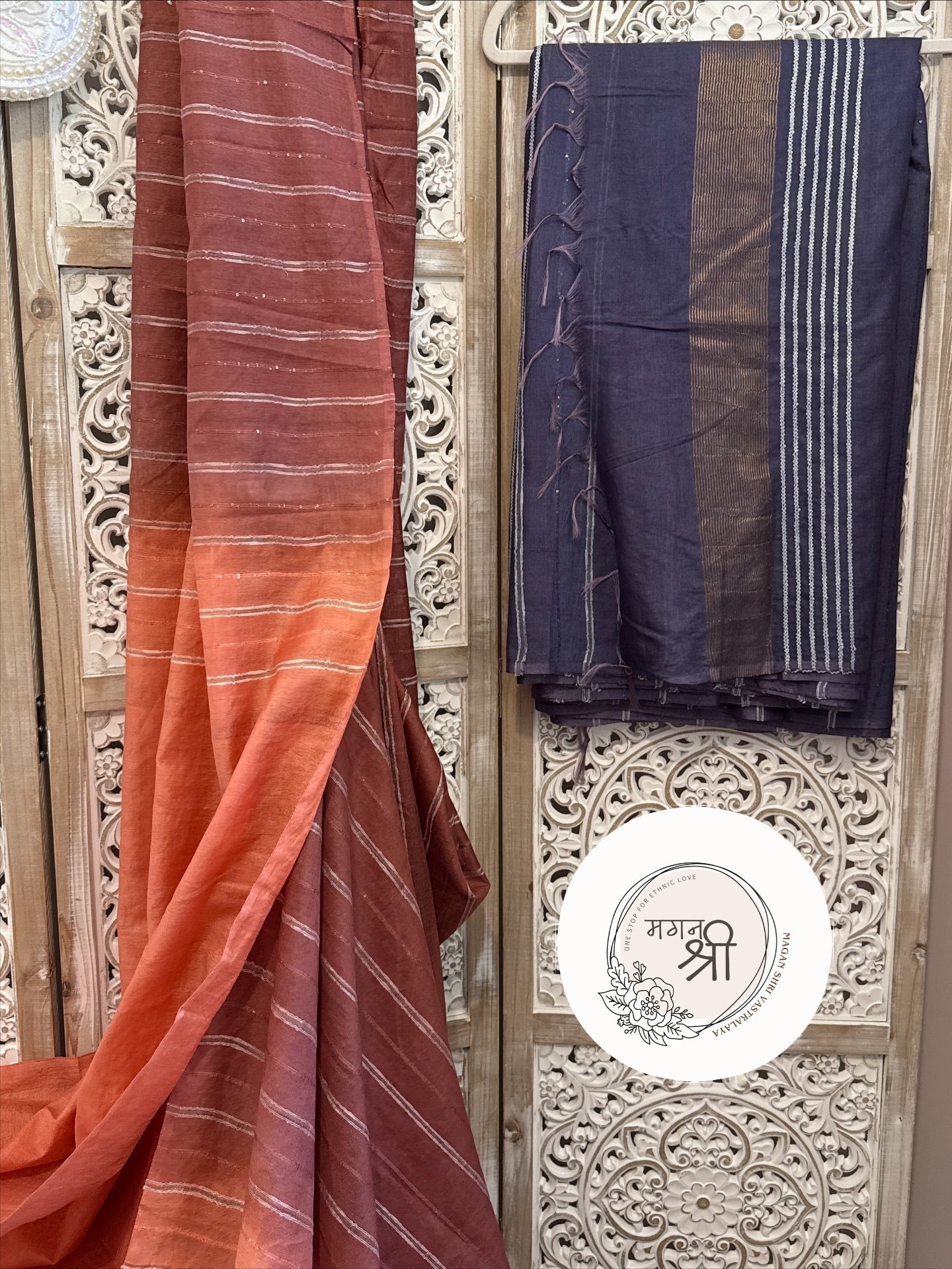 Handwoven Linen Saree with Running Thread Stripes