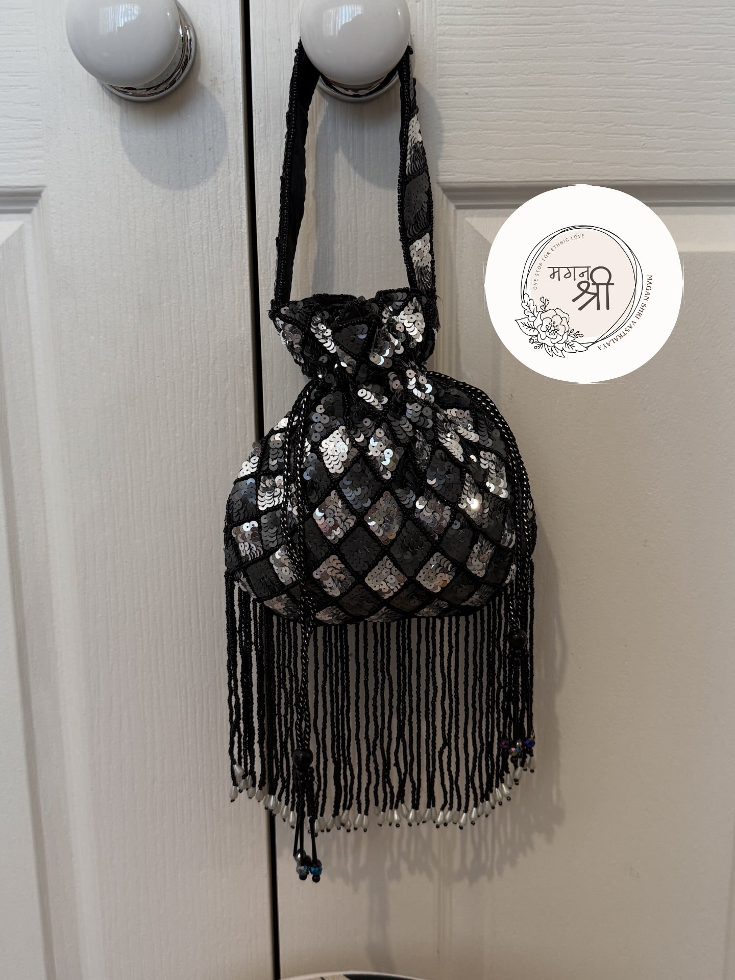 Midnight Sequin Fringe Potli Bag