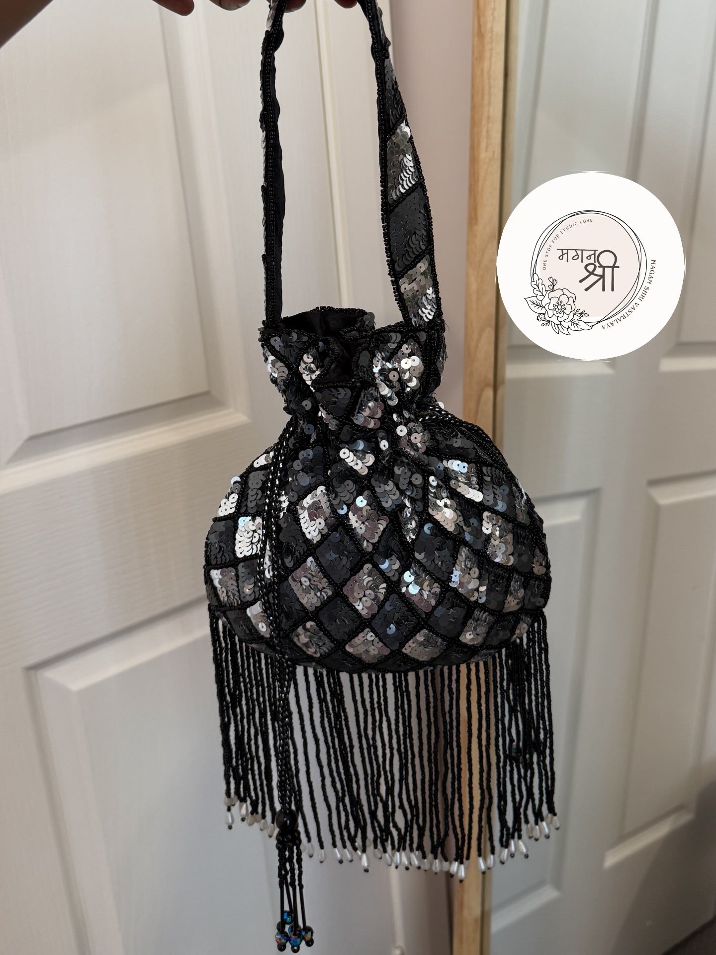 Midnight Sequin Fringe Potli Bag