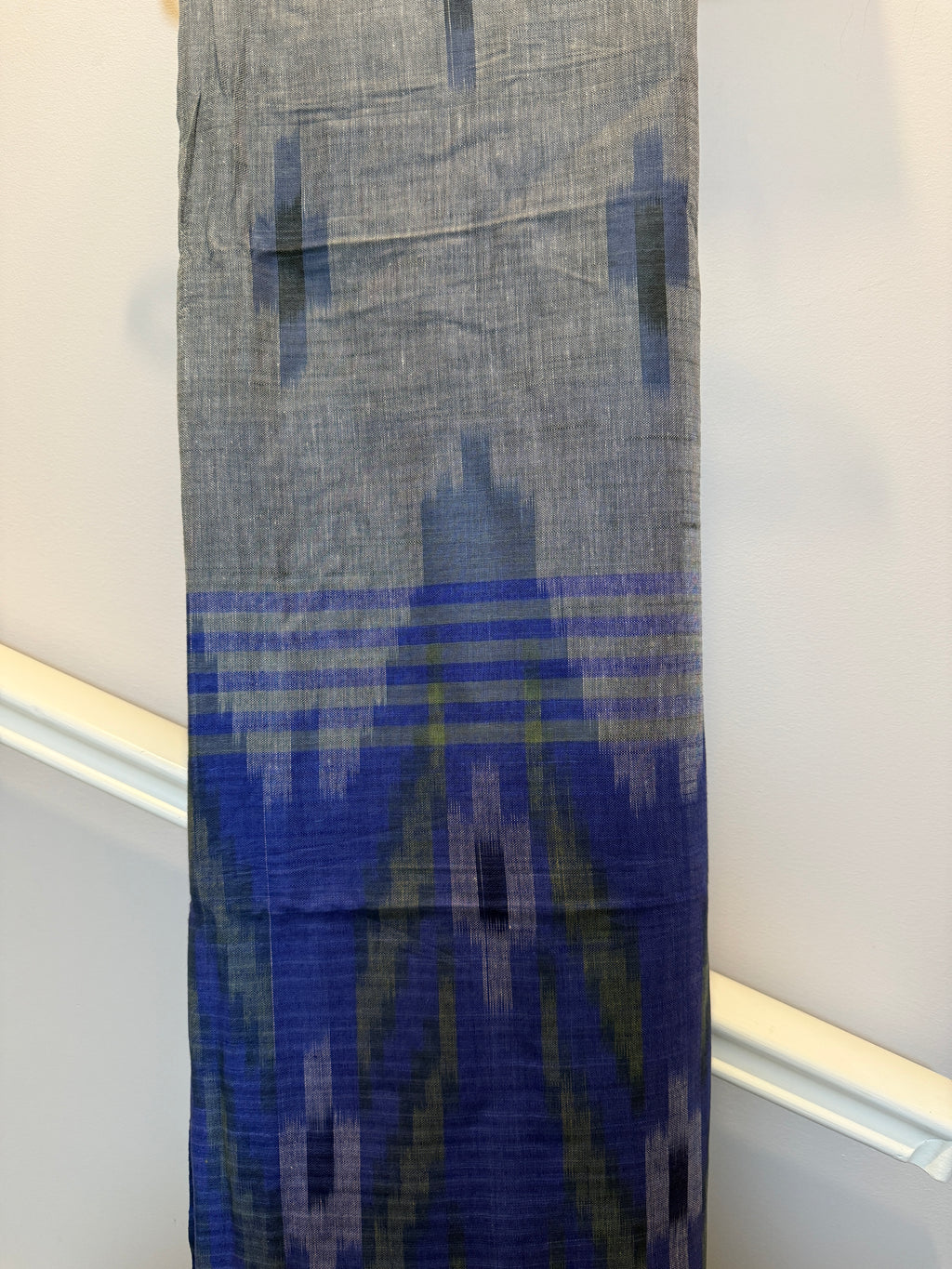 Grey Blue Ikkat Linen saree