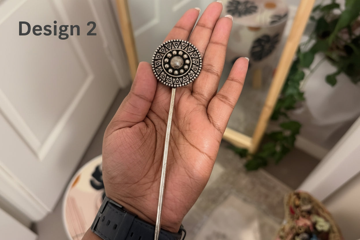 Traditional Oxidised Silver Juda Hair Pin