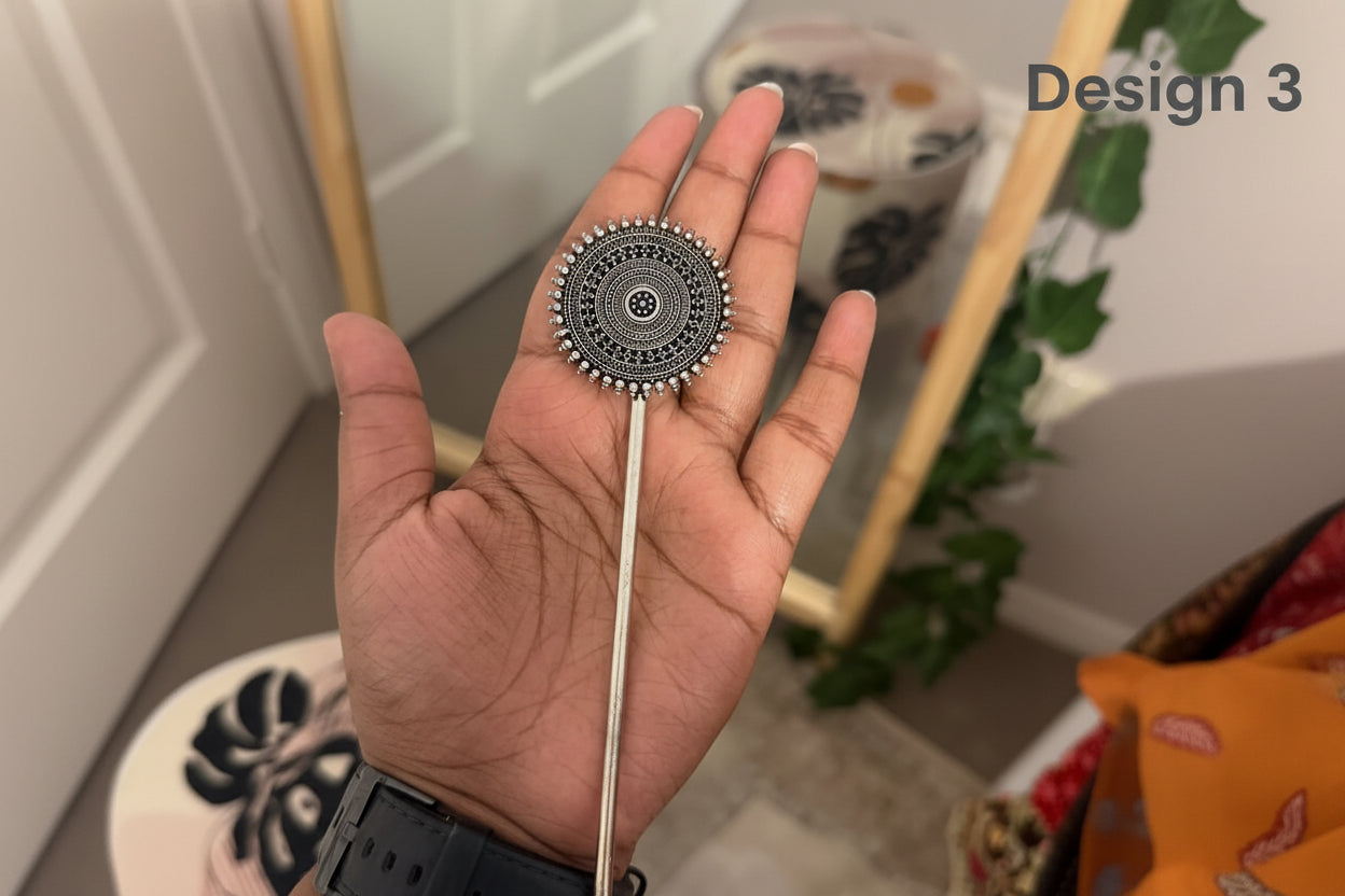 Traditional Oxidised Silver Juda Hair Pin