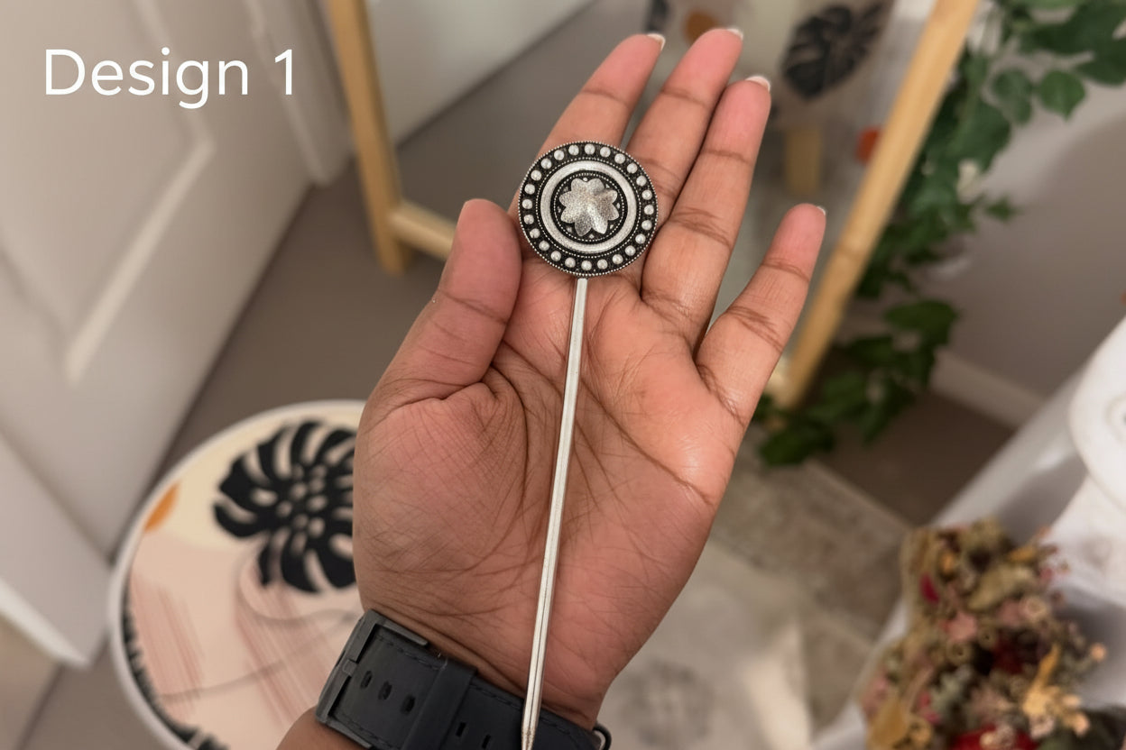 Traditional Oxidised Silver Juda Hair Pin