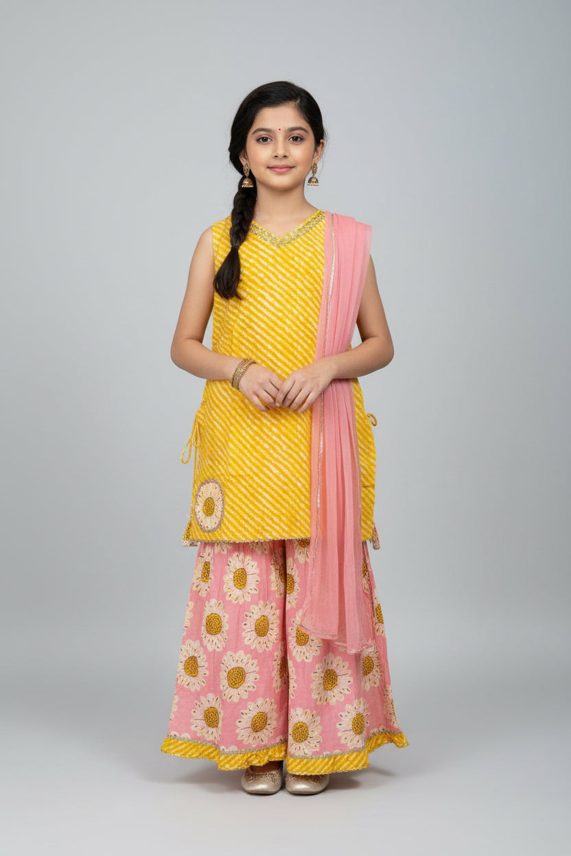 Sunshine Gulabo — Cotton Kurta Sharara Set