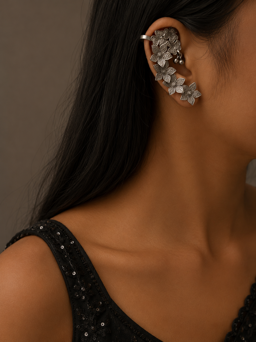 Designer Floral Ear Cuff Stud