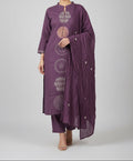 Kashish — Deep Mauve Geometric Cotton Kurta Set