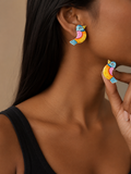 Meenakari Bird Stud Earrings