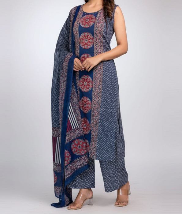 Nilgiri — Navy Ajrakh Block Print Cotton Kurta Set