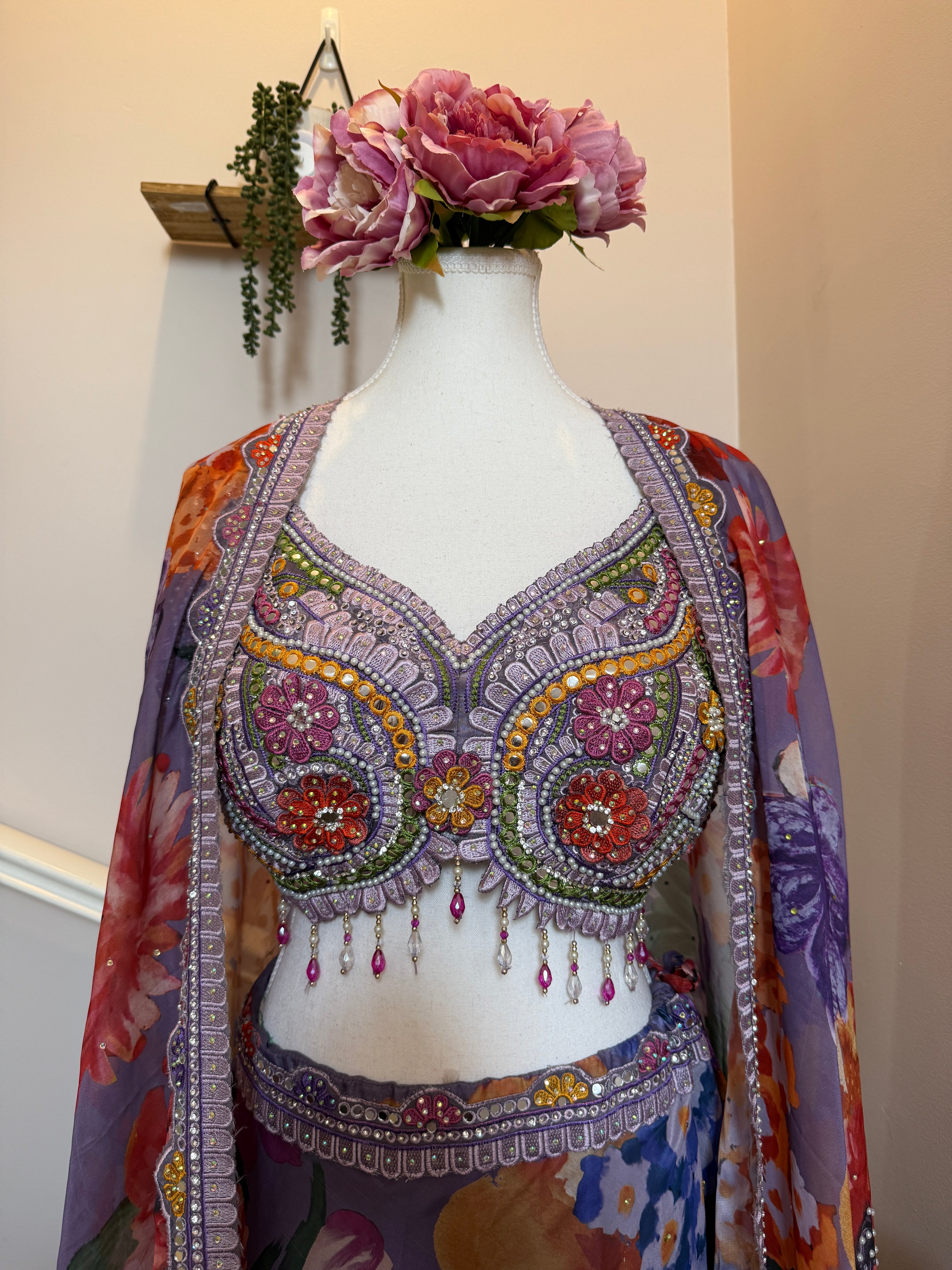 Lavanya Bloom — Floral Georgette Cape Lehenga Set