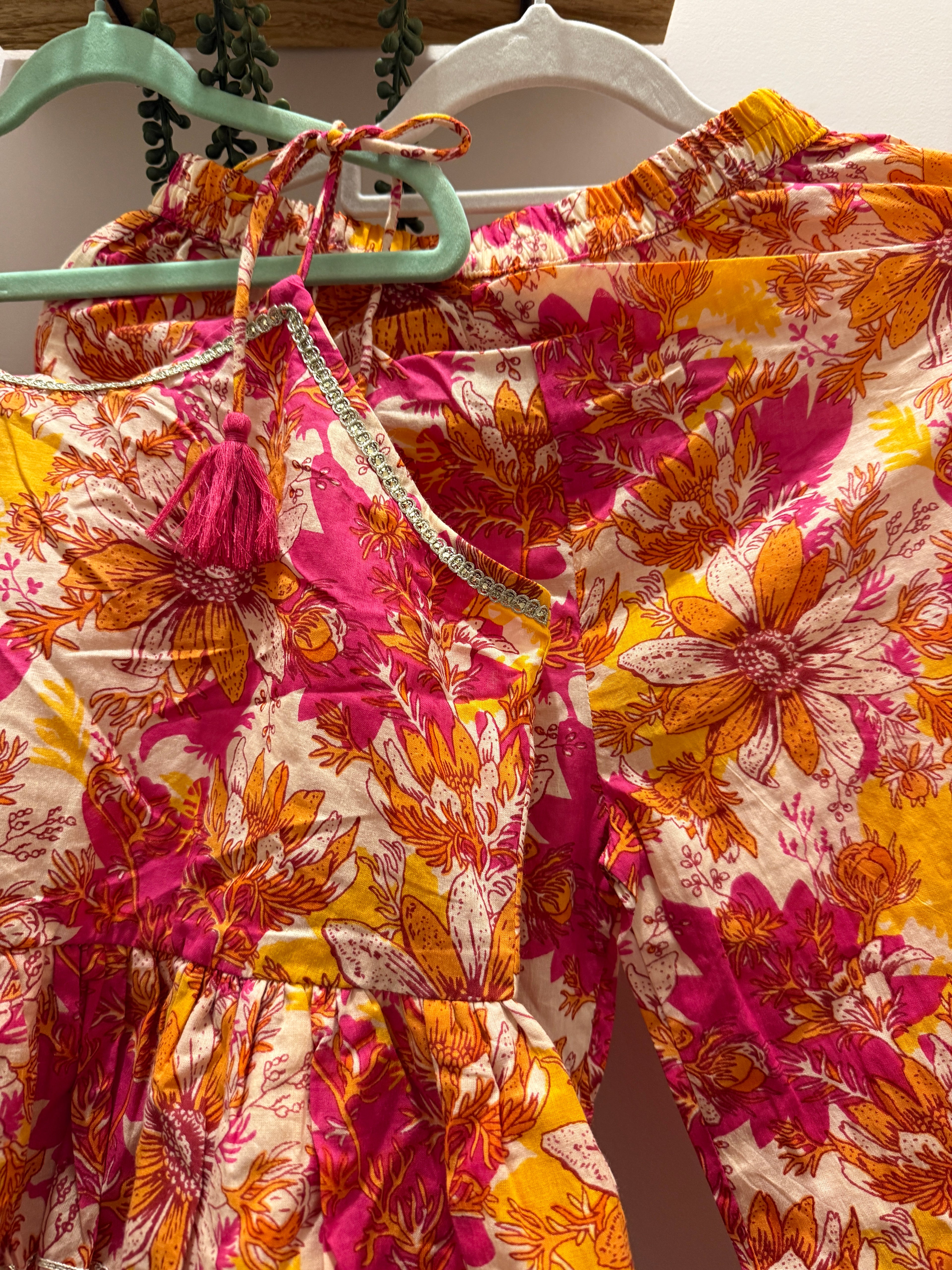 Gulabi Bloom — Girls Cotton Knot Co-Ord Set