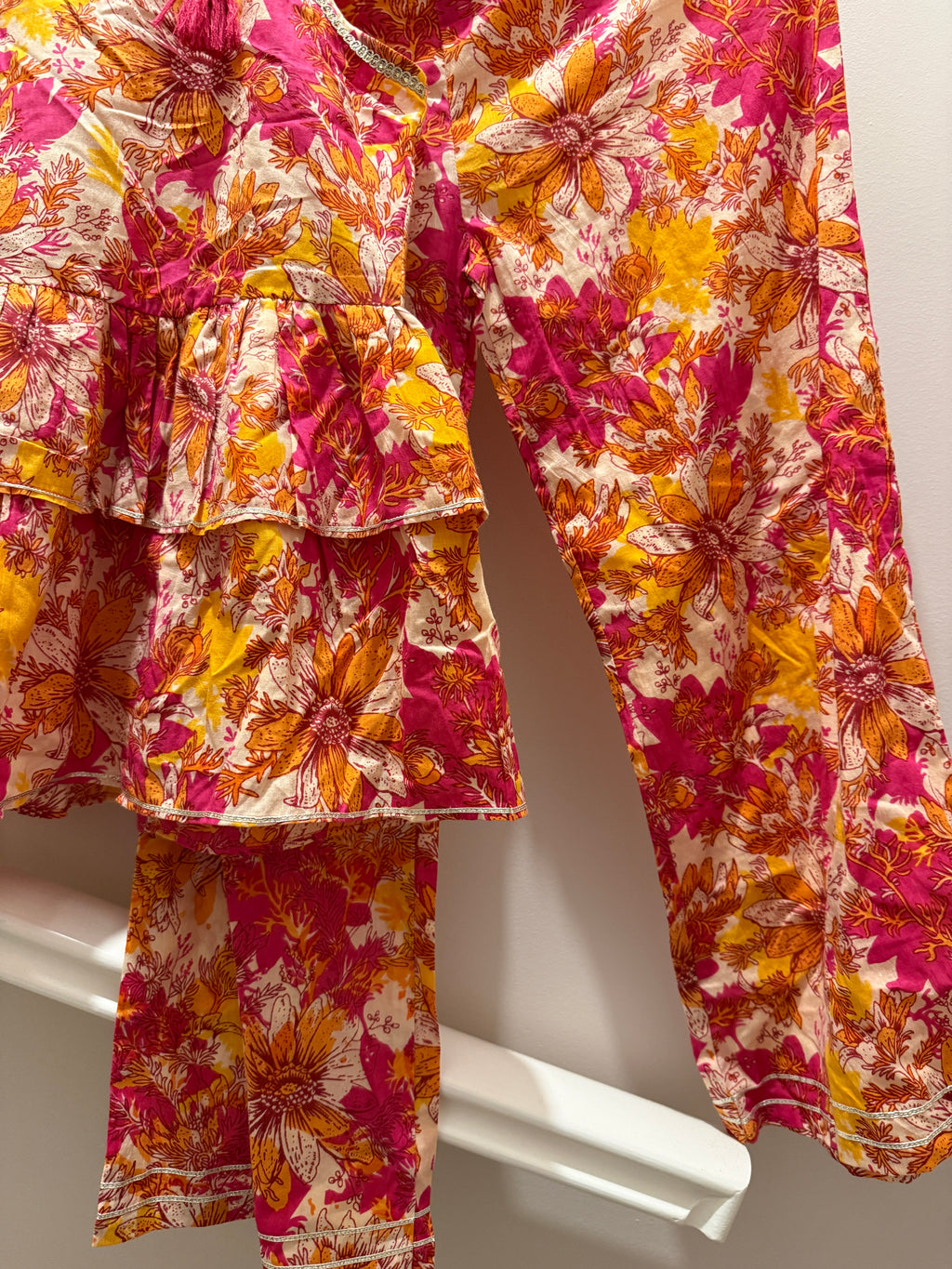 Gulabi Bloom — Girls Cotton Knot Co-Ord Set