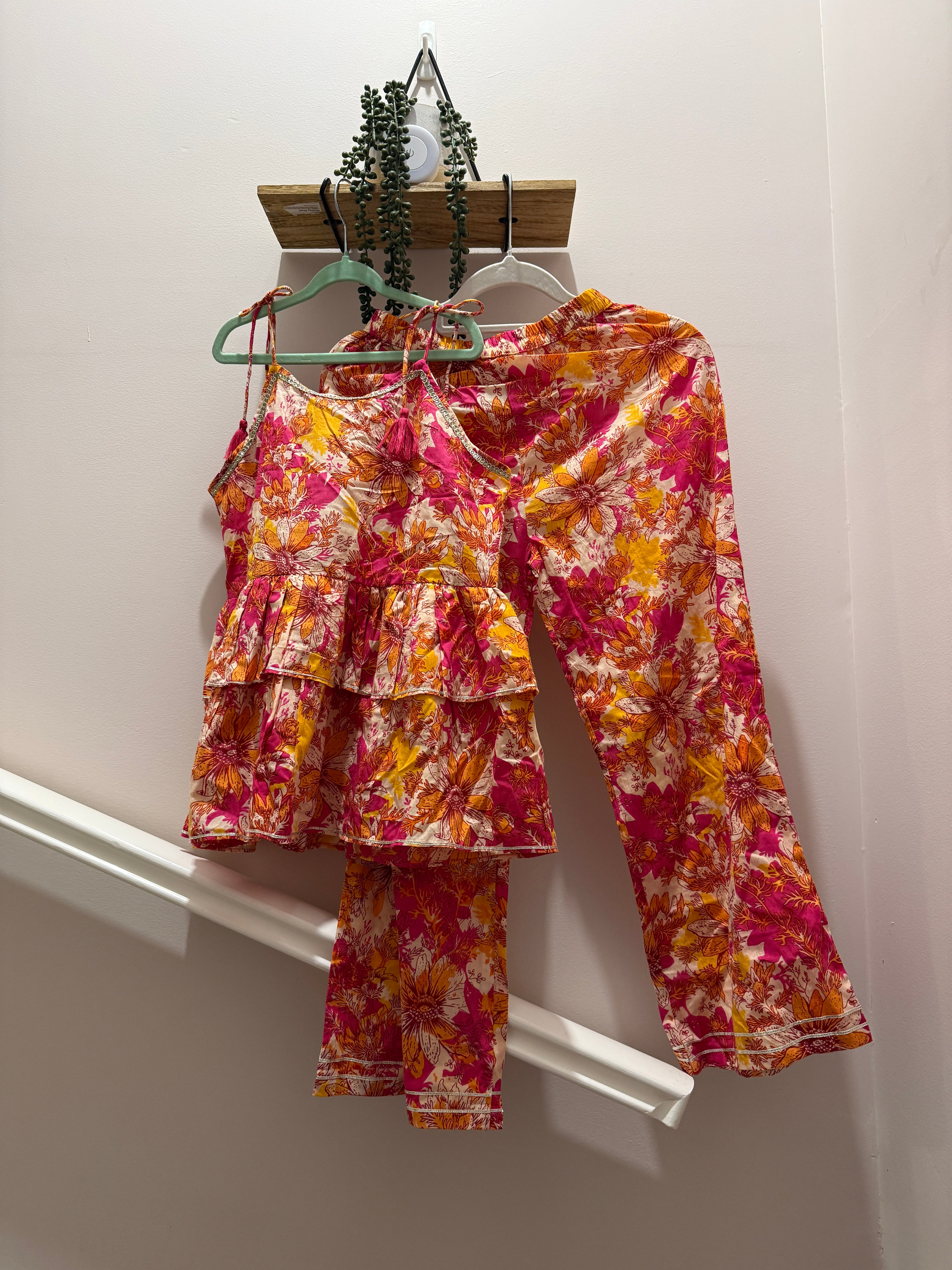 Gulabi Bloom — Girls Cotton Knot Co-Ord Set