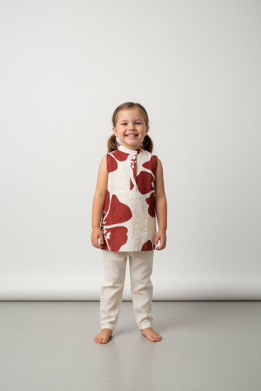 Laal Bahar — Girls Khadi Cotton Co-Ord Set