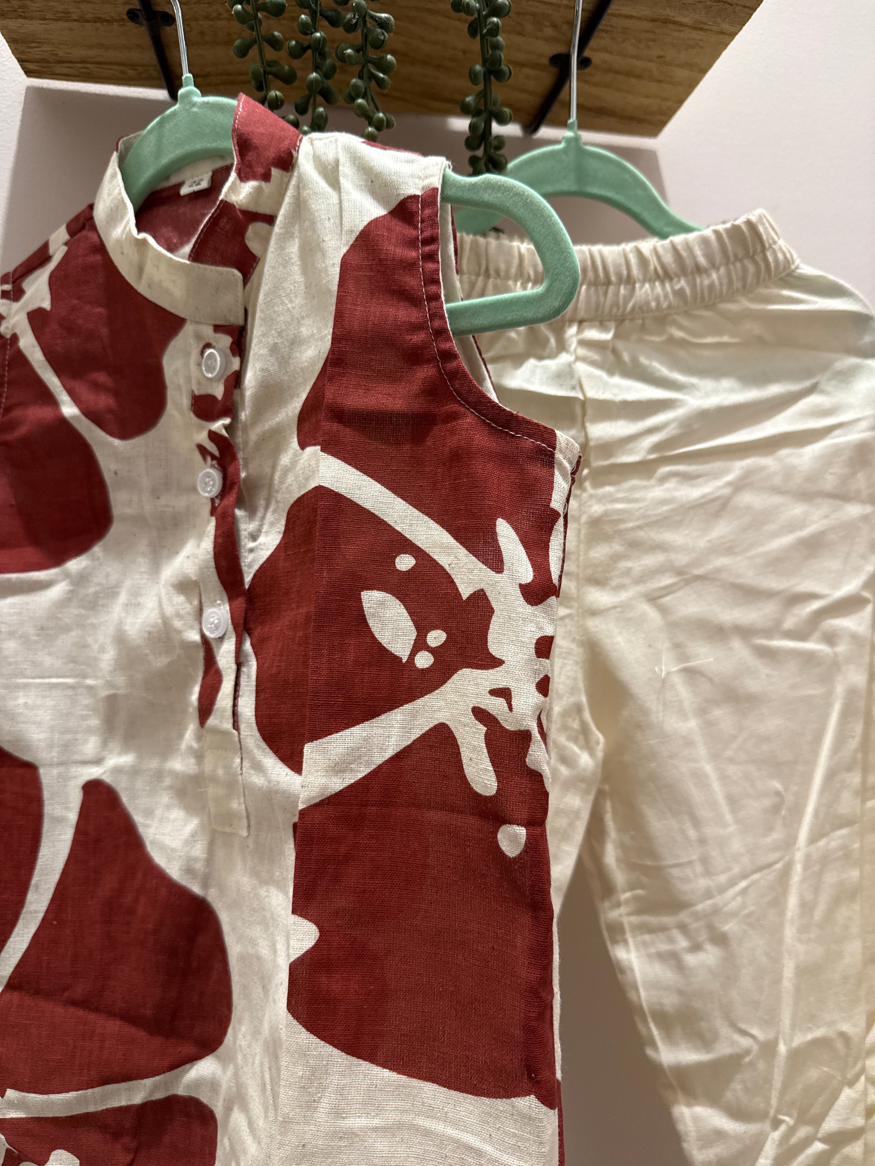 Laal Bahar — Girls Khadi Cotton Co-Ord Set