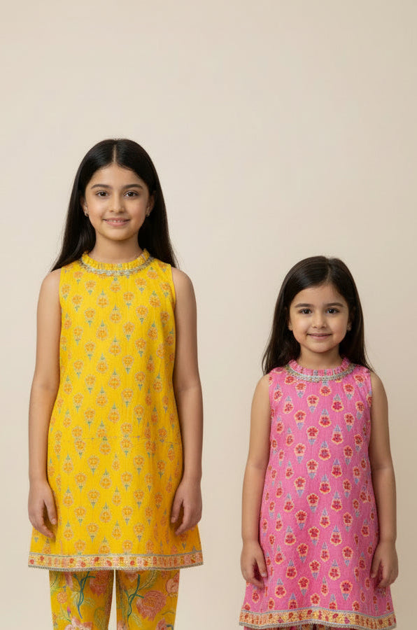 Phool Pari — Girls Cotton A-Line Kurta Tulip Pants Set