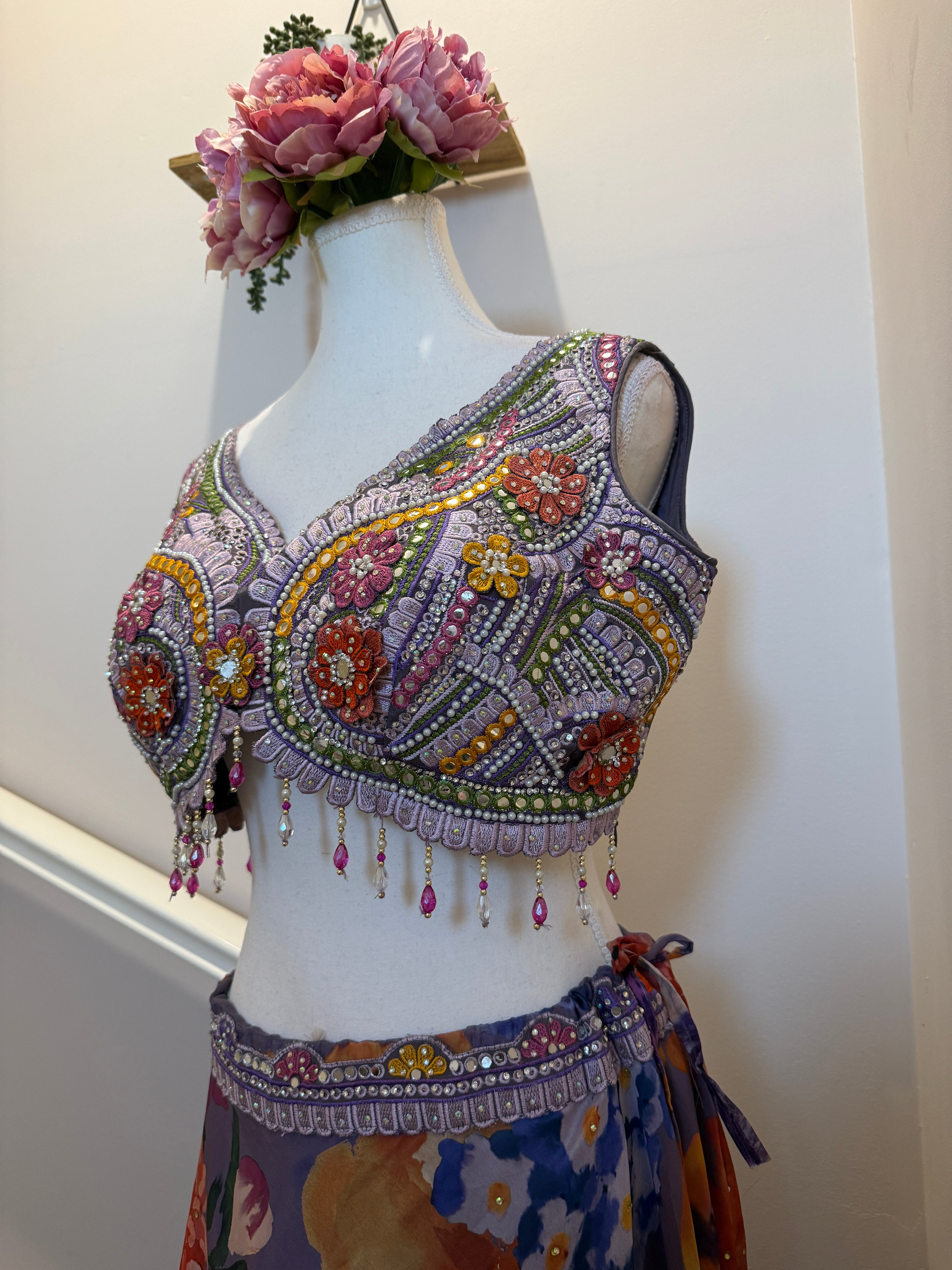 Lavanya Bloom — Floral Georgette Cape Lehenga Set
