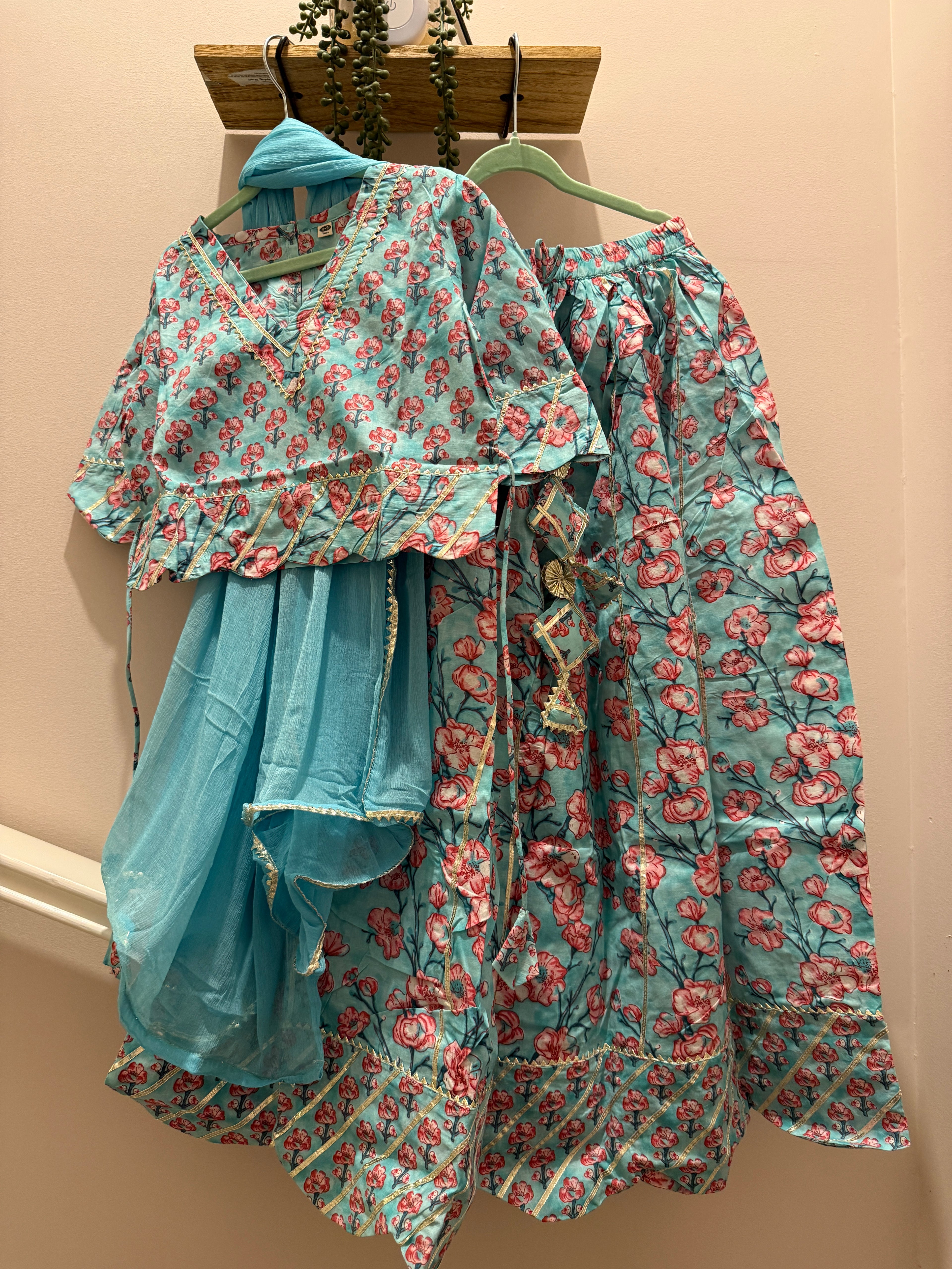 Neel Gulabi — Girls Cotton Lehenga Set