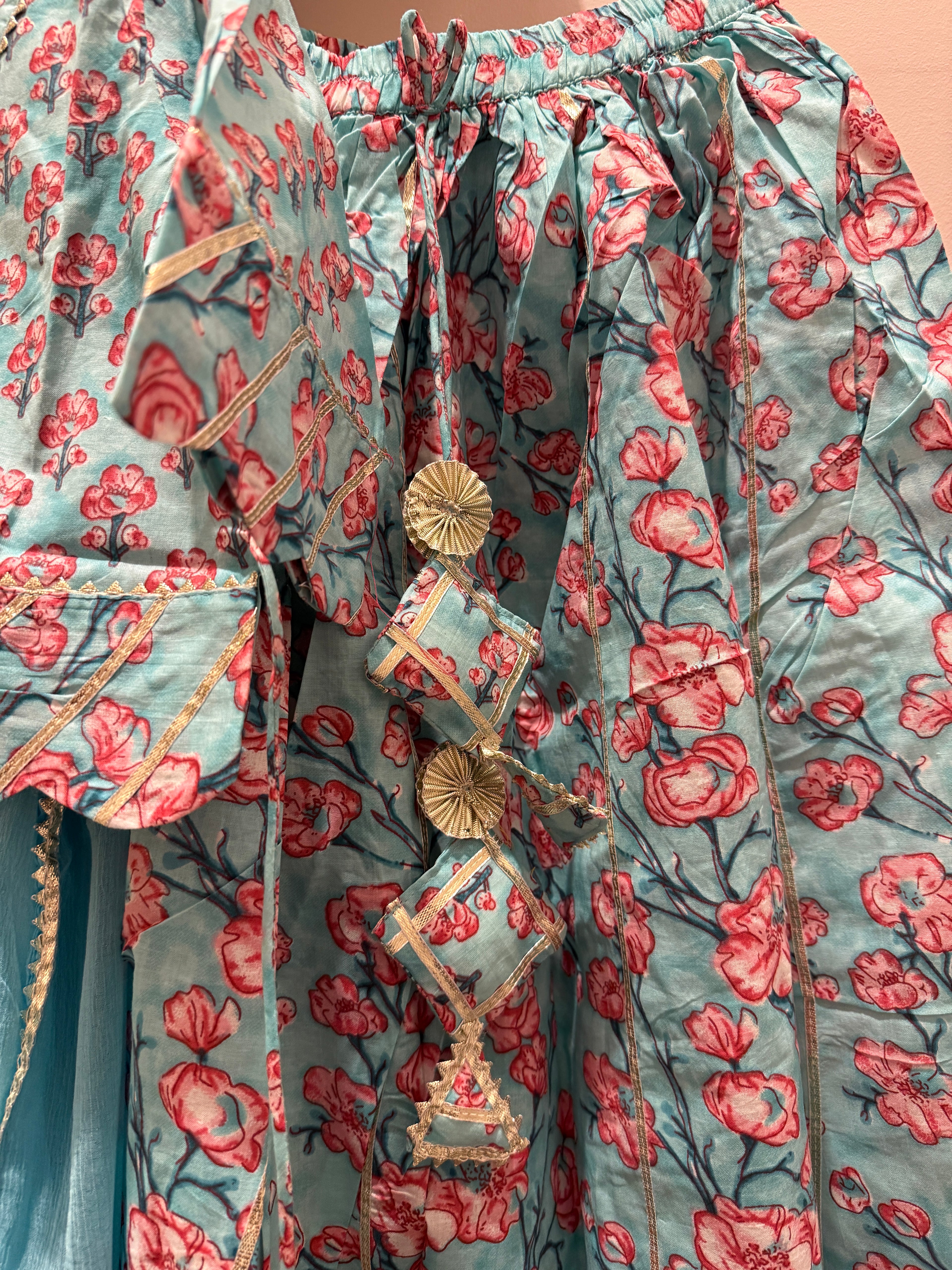 Neel Gulabi — Girls Cotton Lehenga Set