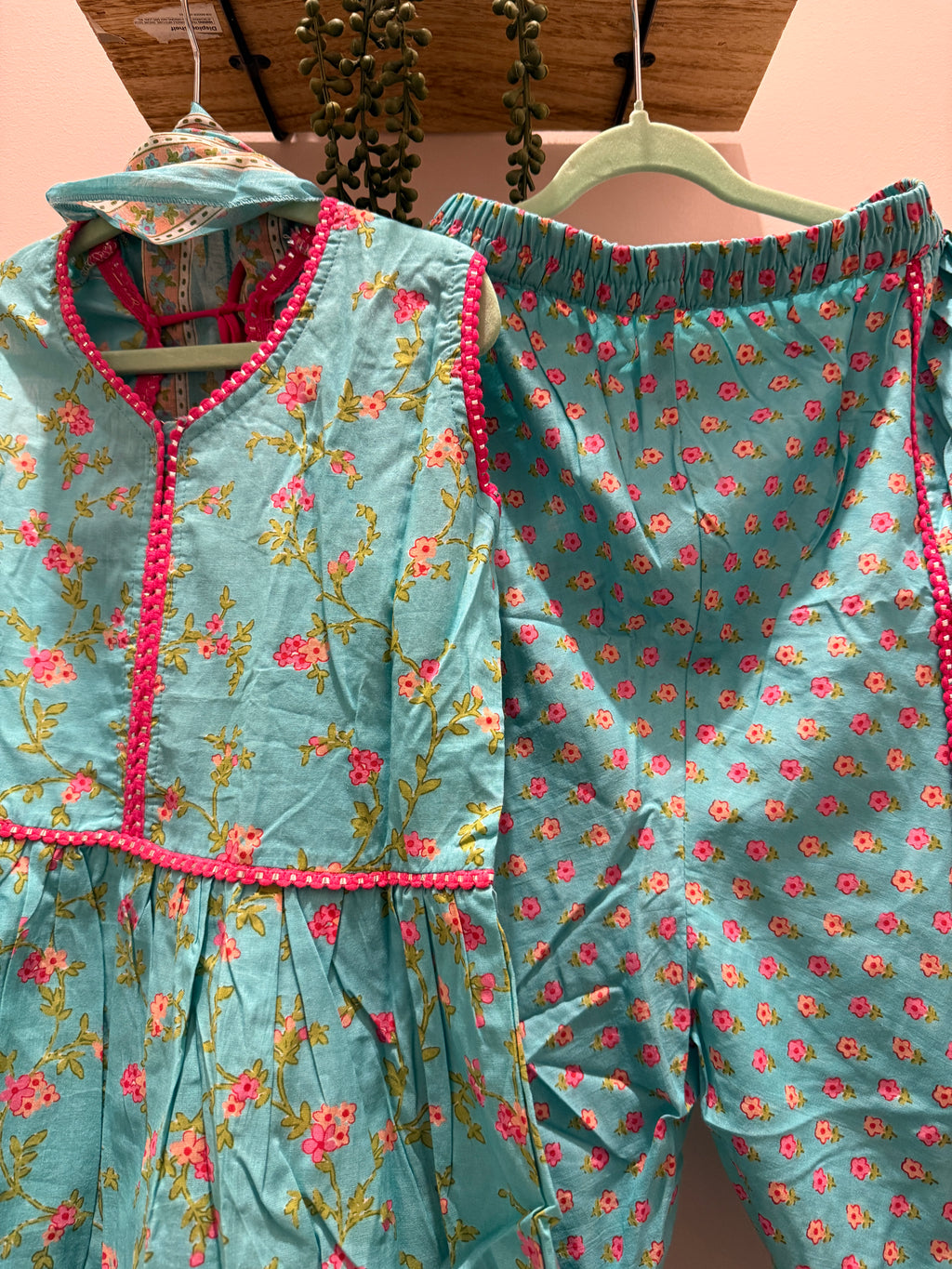 Neel Pari — Girls Cotton Anarkali Tulip Pants Suit Set