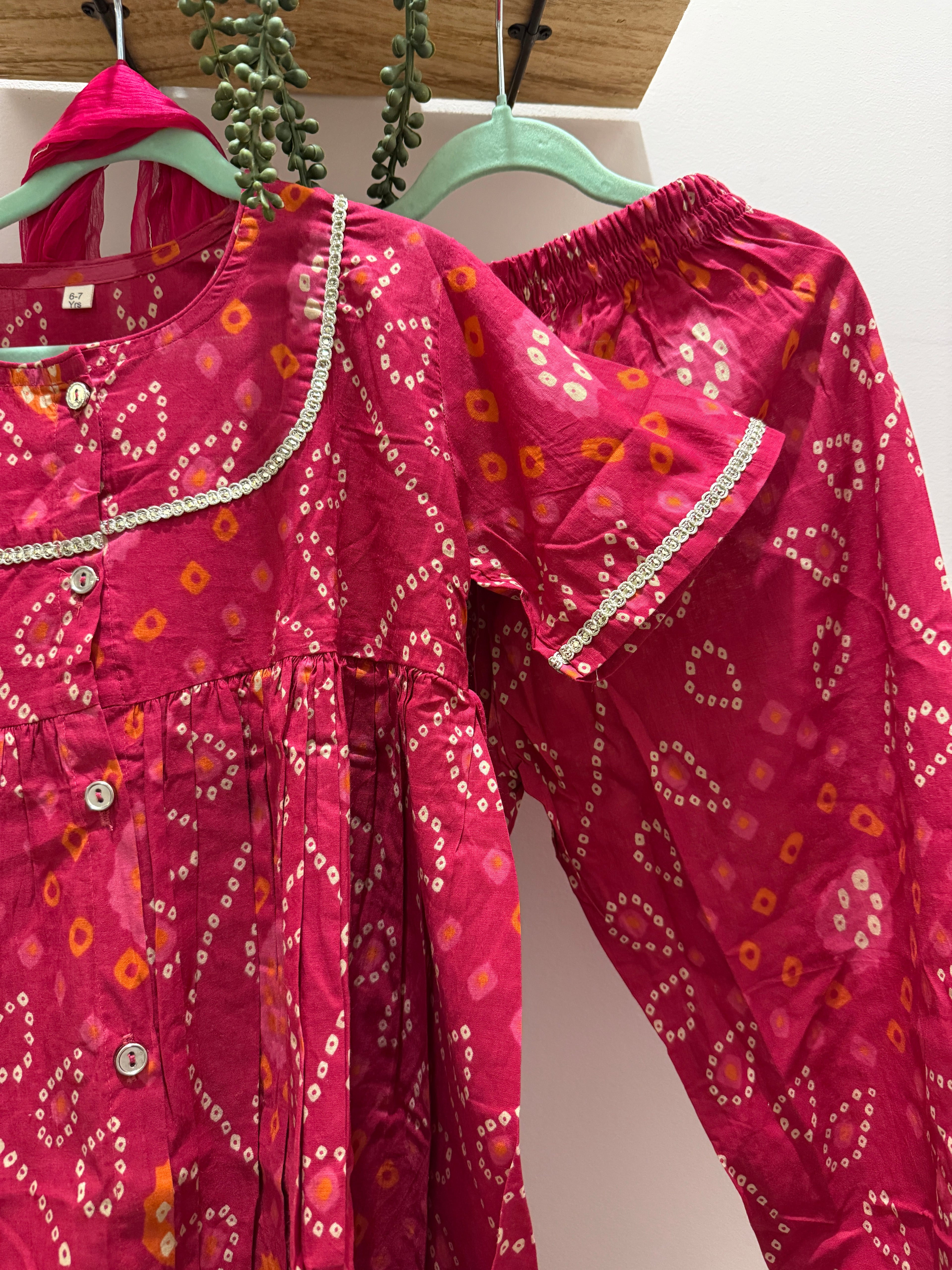 Sindoori Bandhani — Girls Cotton Suit