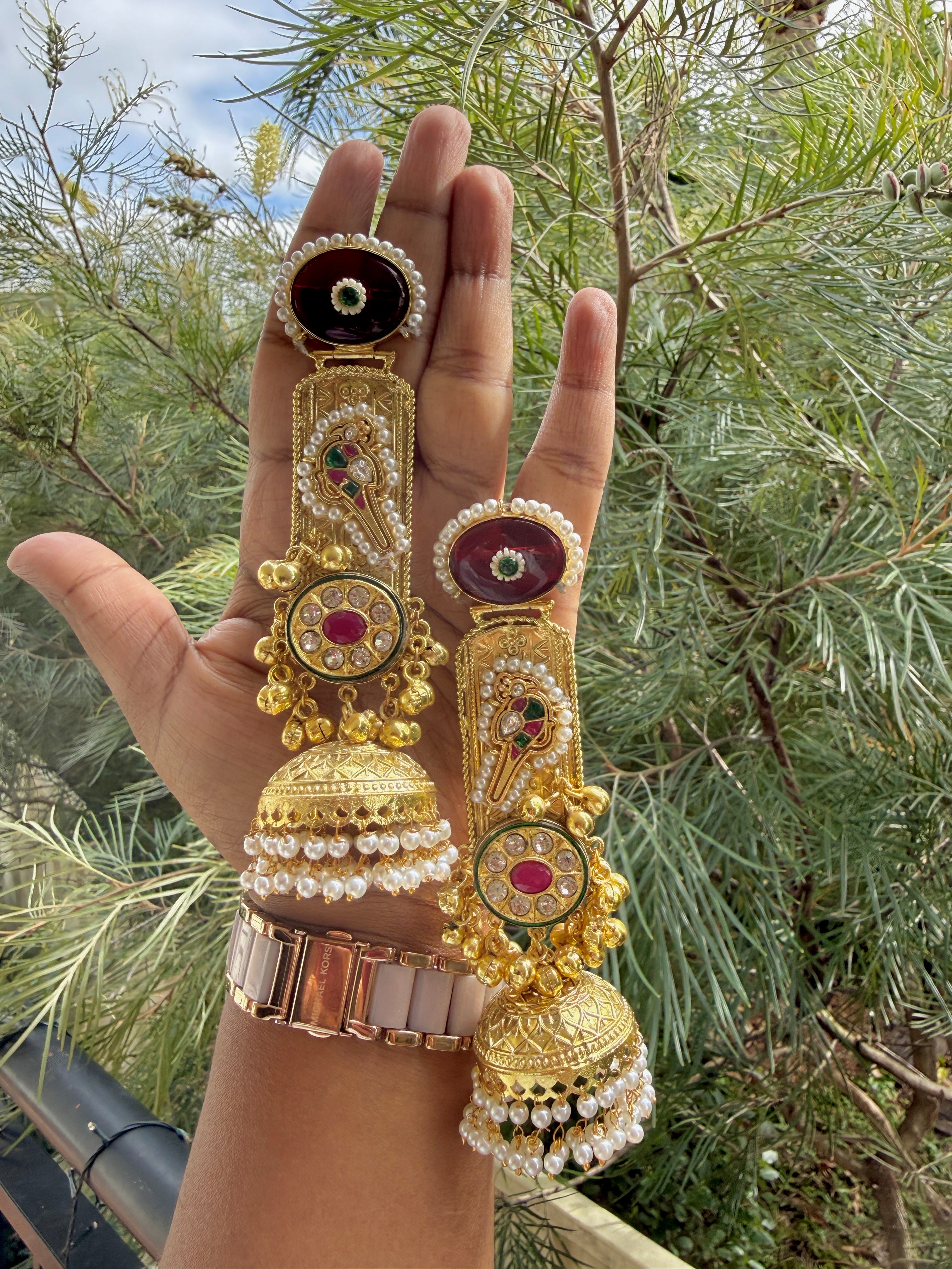 Surkh Noor — Ruby Heritage Statement Jhumkas