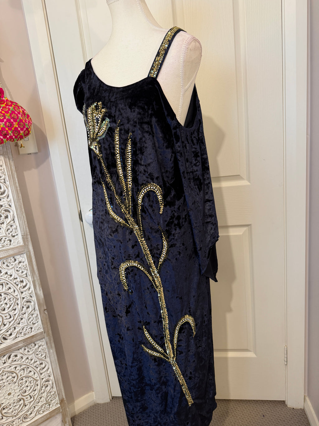 Midnight Bloom Velvet Statement Dress