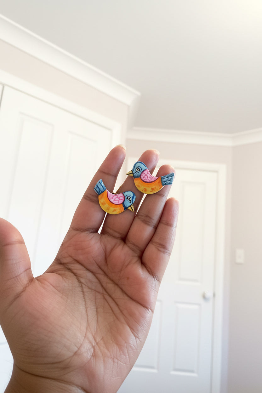 Meenakari Bird Stud Earrings